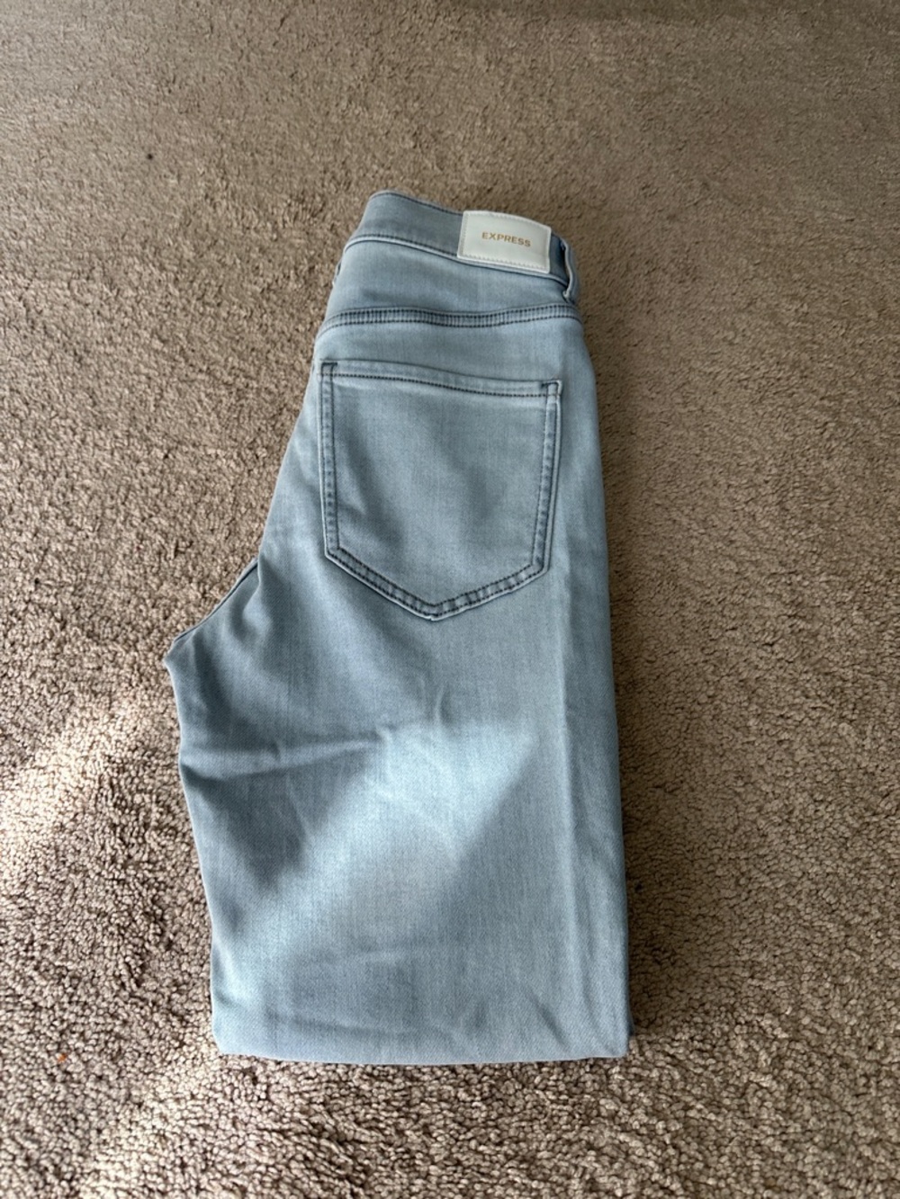 Express Women's Light Blue Skinny Jeans - Classic Stretch Denim